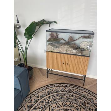 Gerbilarium met vast voorschot en schuifruit van bodem tot deksel