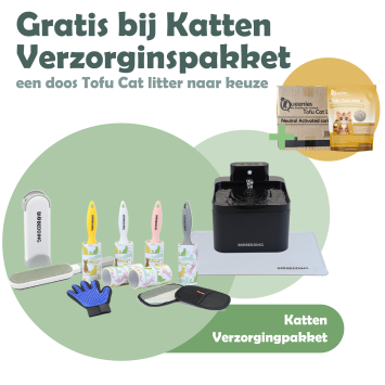 Katten verzorgingspakket met neutrale tofu kattenbakvulling