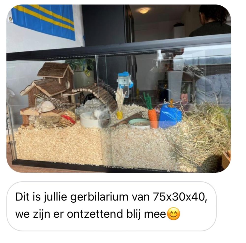 Hamster terrarium met vast voorschot en schuifruit van bodem tot deksel - zonder plateaus