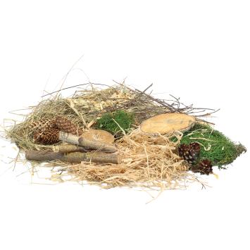 Mix van hout, mos en natuurlijke decoratie voor hamsters