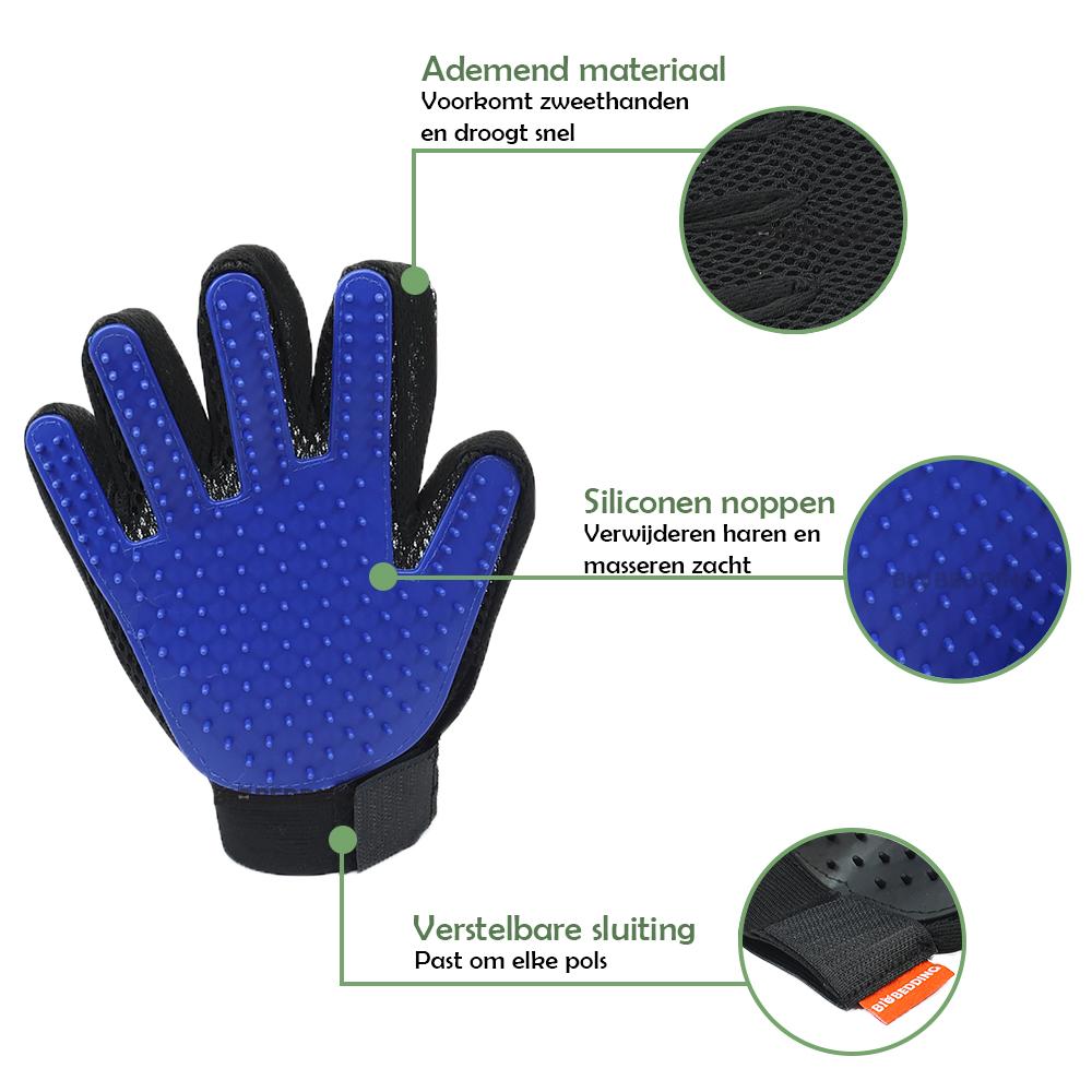 Blauwe Verzorgingshandschoen voor Katten, Handborstel Hond