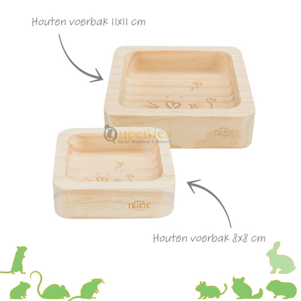 Houten voerbak voor kleine knaagdieren