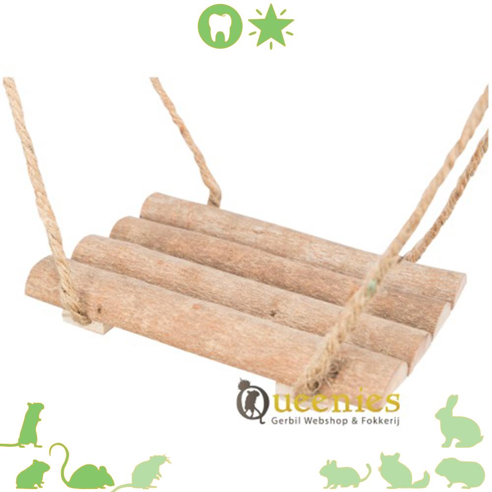 Houten schommel voor grasparkieten