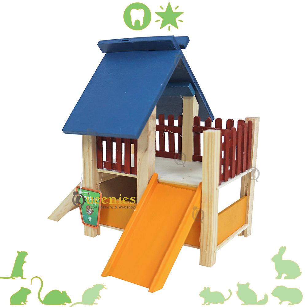Gekleurd Gerbil Huis met Veranda 19 cm