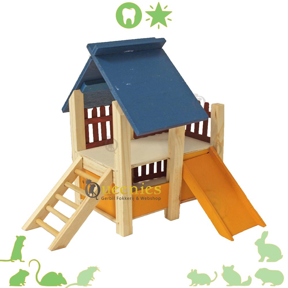 Gekleurd Gerbil Huis met Veranda 19 cm