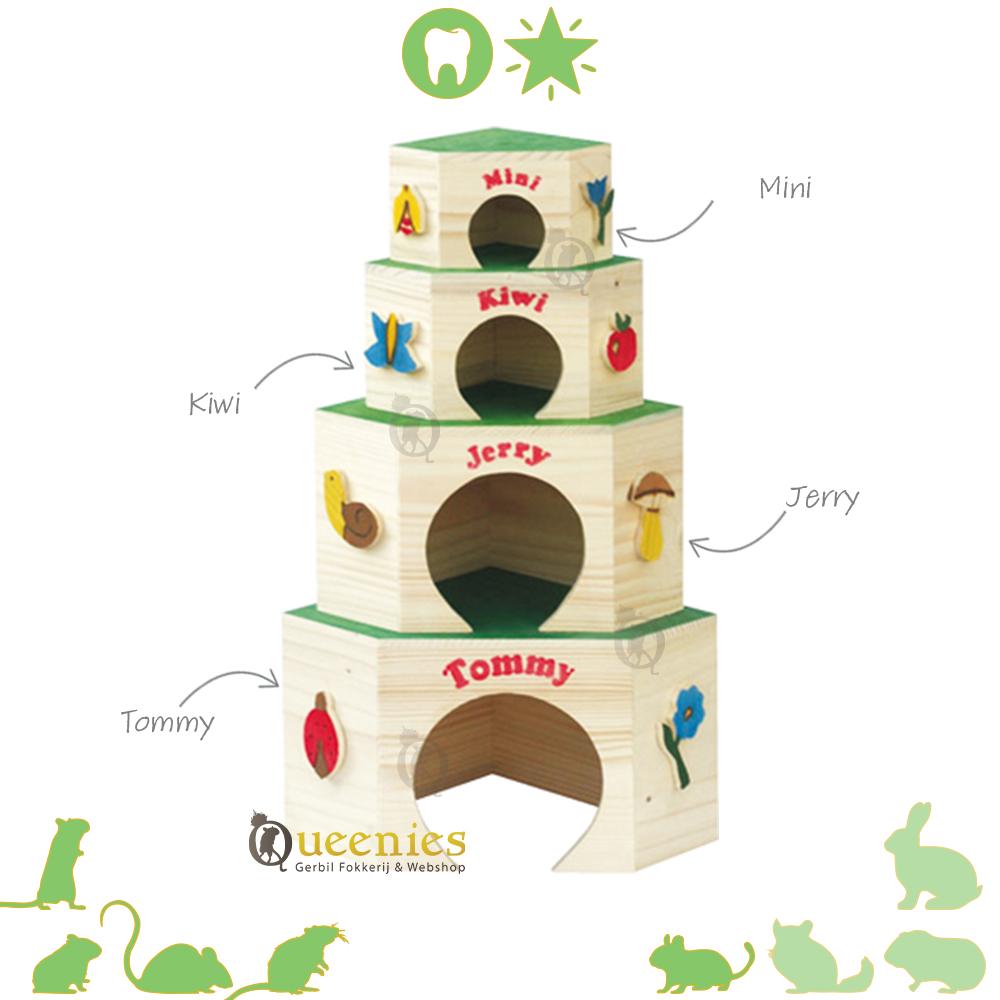 Houten Huisjes Hoekmodel Hele set