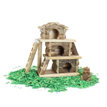 Donker knaagdierenhuisje van hout