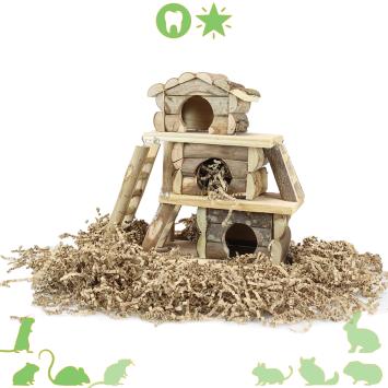 Huisje Tara voor hamsters, muizen en gerbils met meerdere ingangen en ladders