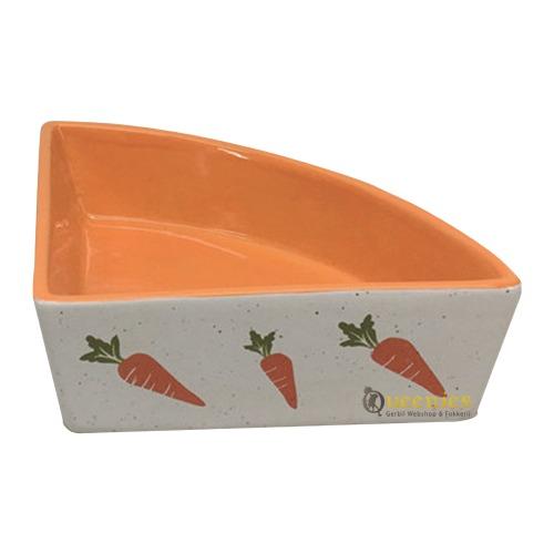 Knaagdieren hoekvoerbak met oranje wortel print