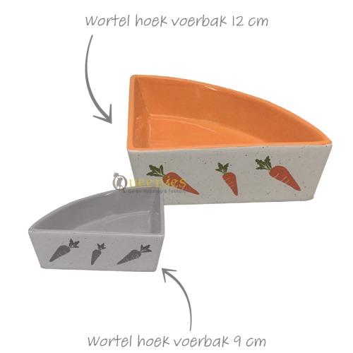 Oranje hamster hoek voerbak met wortel print