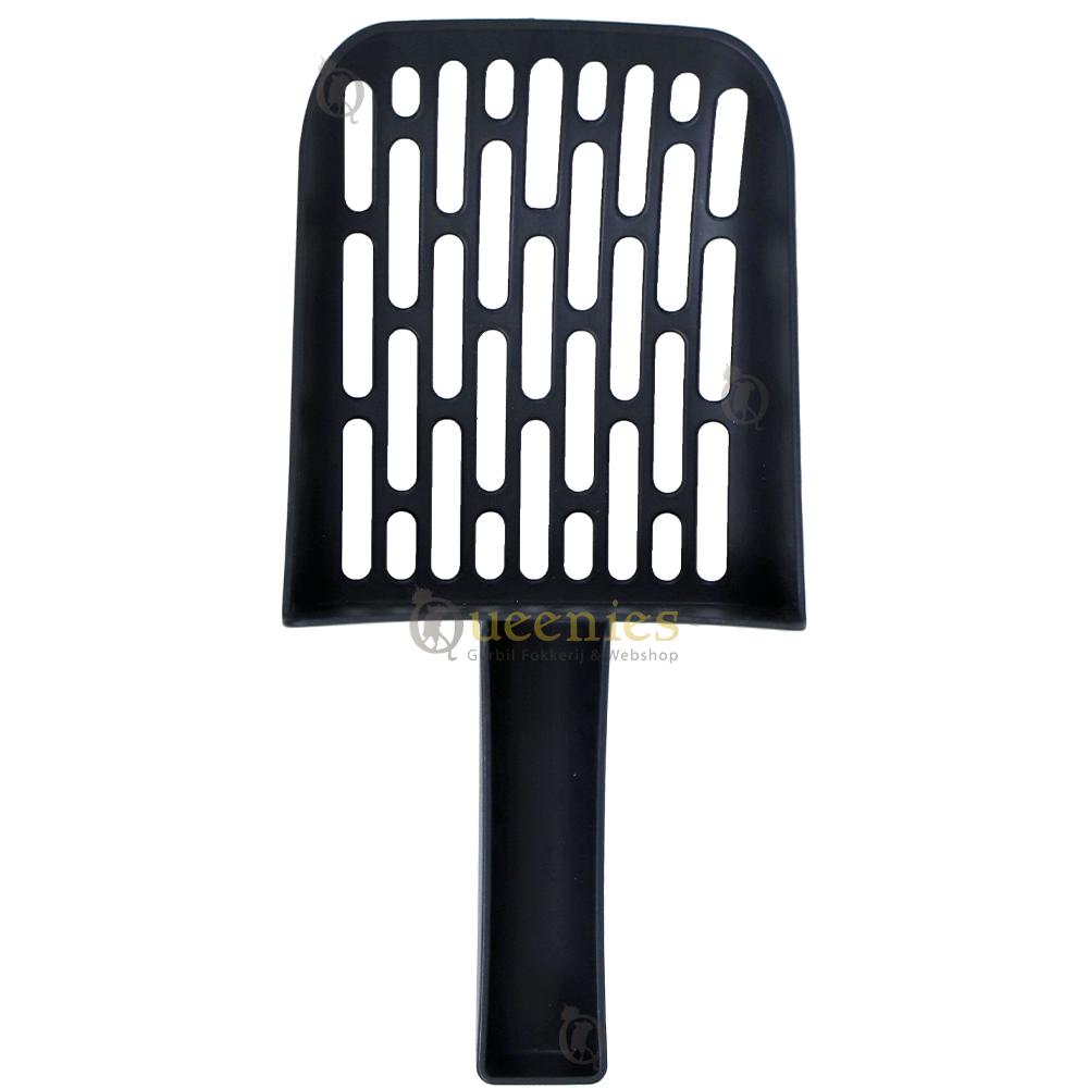 Ergonomische kattenbakschep met brede sleuven voor eenvoudige reiniging