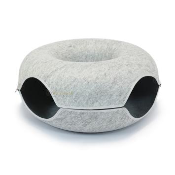 Donut White Edition XL 60 cm kattenmand van vilt met dubbele ingang