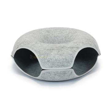 Donut White Edition 50 cm kattenmand met twee openingen van vilt