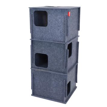 Zijaanzicht kattentoren XL met meerdere openingen