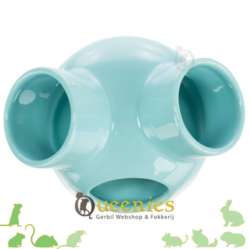 Keramiekhuis Turquoise / badzand schaal met 3 ingangen