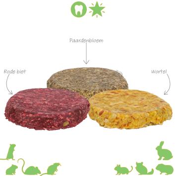 Drie smaken knaagdier crackers