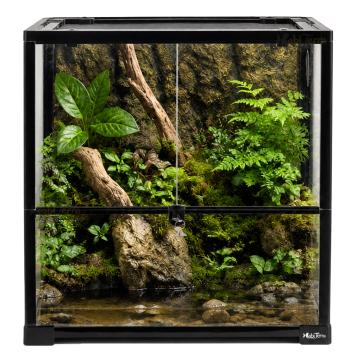 Glazen terrarium met hoge voorzijde voor diepe bodembedekking