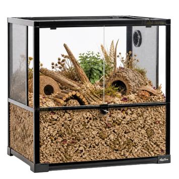 Terrarium met dubbele schuifruiten voor knaagdieren en reptielen
