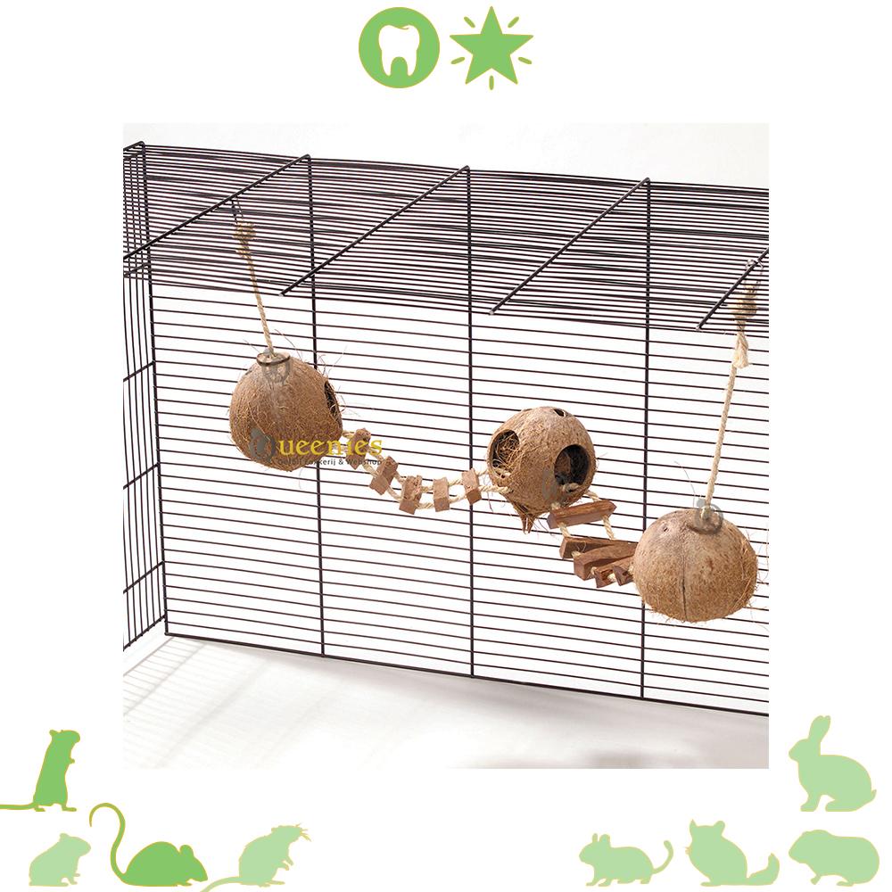 3 dubbel hangende kokosnoten hangbrug voor traliekooi