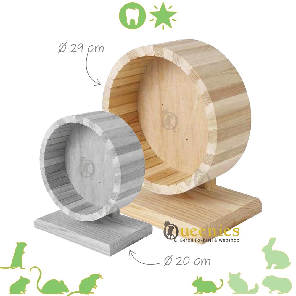 Looprad blank hout 20 cm voor dwerghamsters