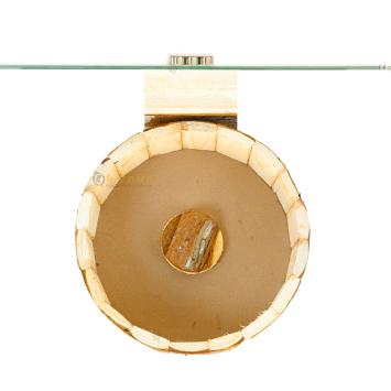 houten renrad voor hamster bevestigd aan plateau