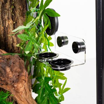 Doorzichtige terrarium voerbak voor voer en water