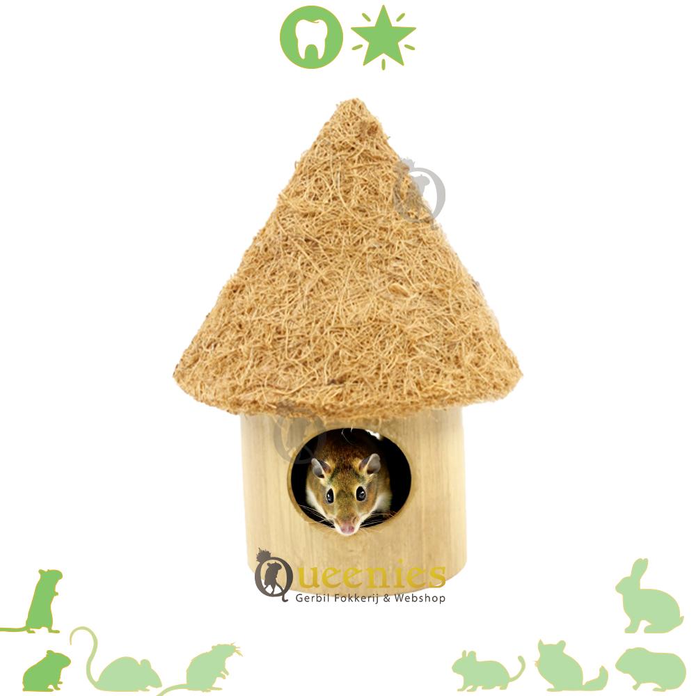 Nature Bamboe tunnel met grasdak 13 cm voor Knaagdieren