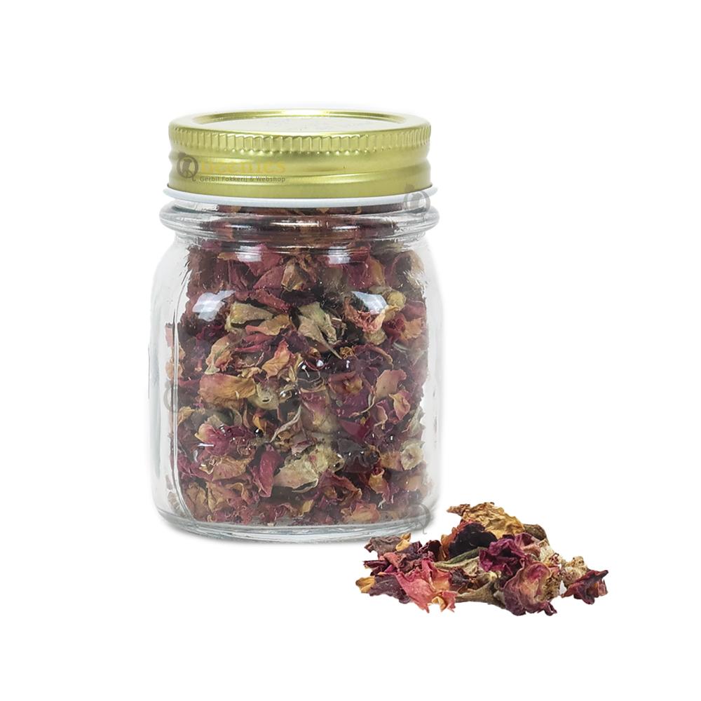 Glazen bewaarpot voor rozenbloemen