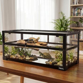 Schildpaddenbak met land- en watergedeelte