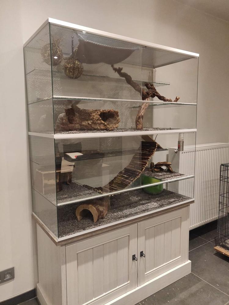 Chinchilla villa zonder tralies met witte profielen