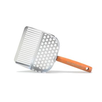 RVS kattenbakschep met houten handvat voor tofu kattenbakvulling
