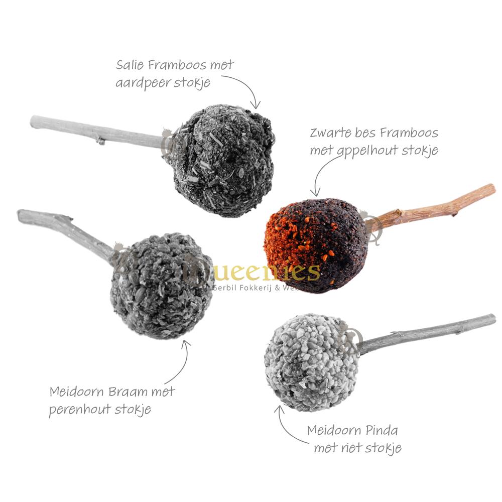 Zwarte bes lollies voor knaagdier