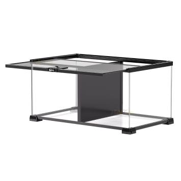 Glazen knock down habitat met divider en metalen ventilatiedeksel