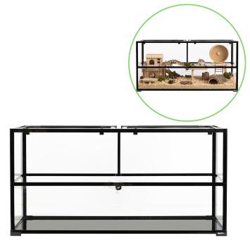 Extra hoog knaagdierterrarium met diepe bodemrand