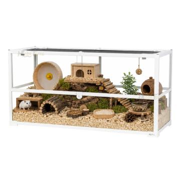Knaagdierterrarium met schuifruiten aan de voorkant
