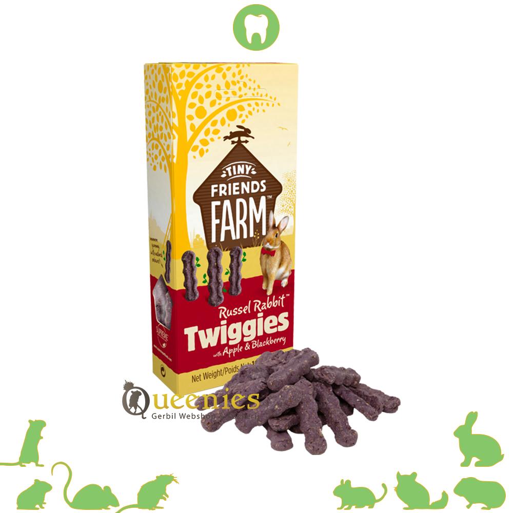 Tiny Friends Russel Rabbit Twiggies 100 gram – Bramen en Appel verwennerij voor Knaagdieren en Konijnen.