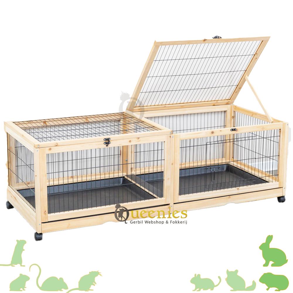 Overdekt indoor ren 150x50x60 voor Konijnen en Cavia's