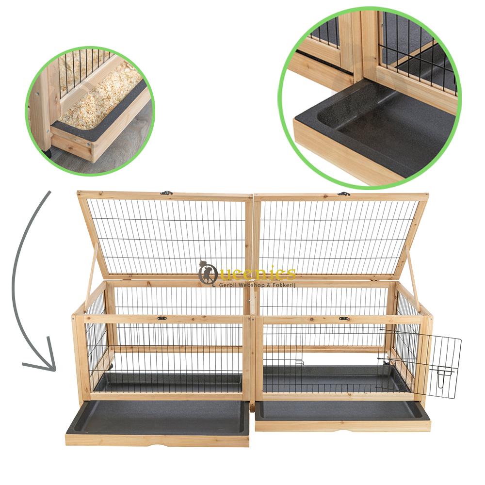 Eenvoudig schoon te maken Konijnen of cavia hok van hout