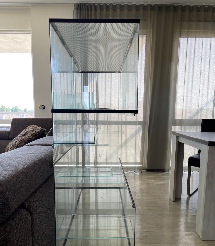 Grote Chinchilla terrarium van glas met schuifruiten