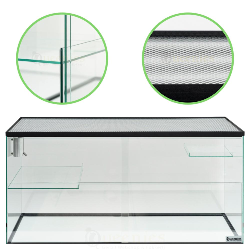 Gerbilarium met vast voorschot en schuifruit van bodem tot deksel