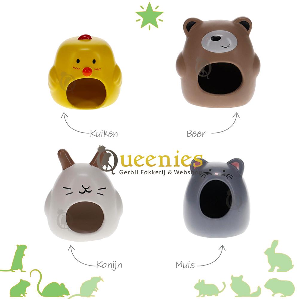 Stenen Knaagdierenhuis 12 cm - 4 verschillende dierenhuizen van steen