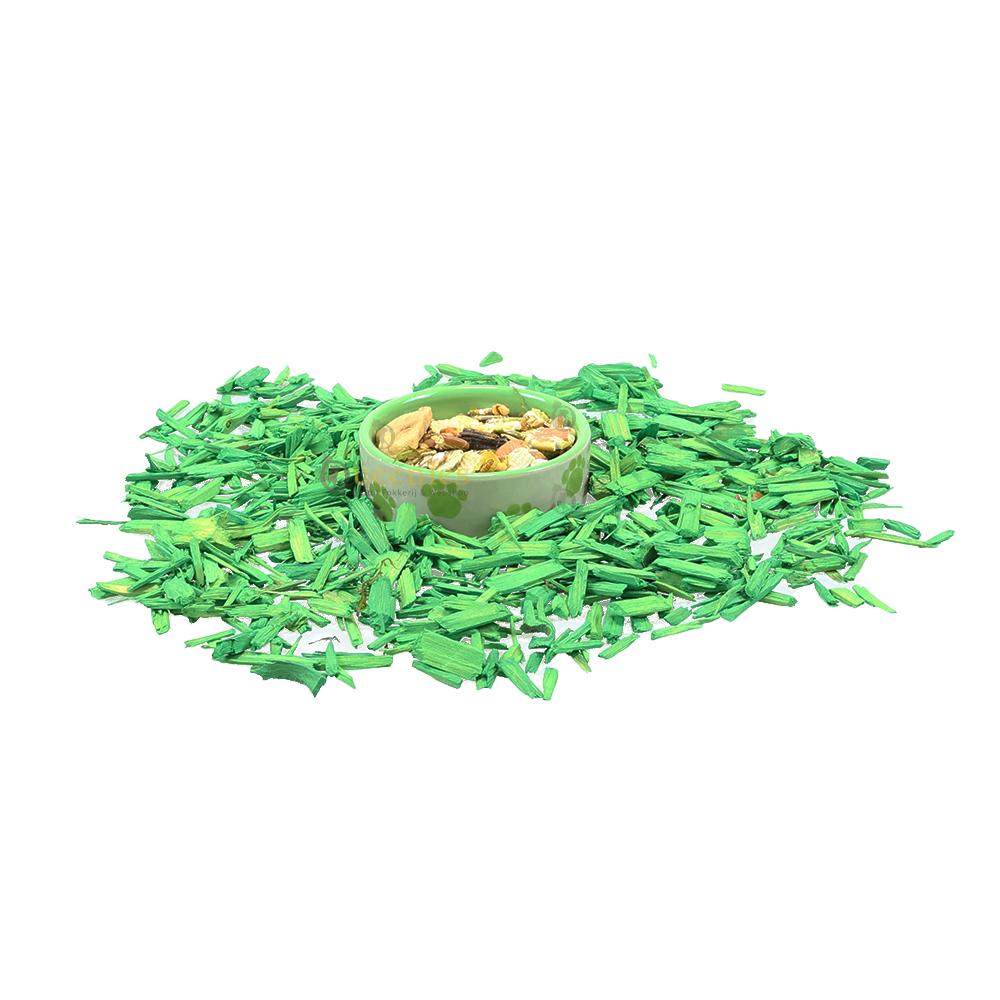 Muis voerbakje met appelgroen color wood